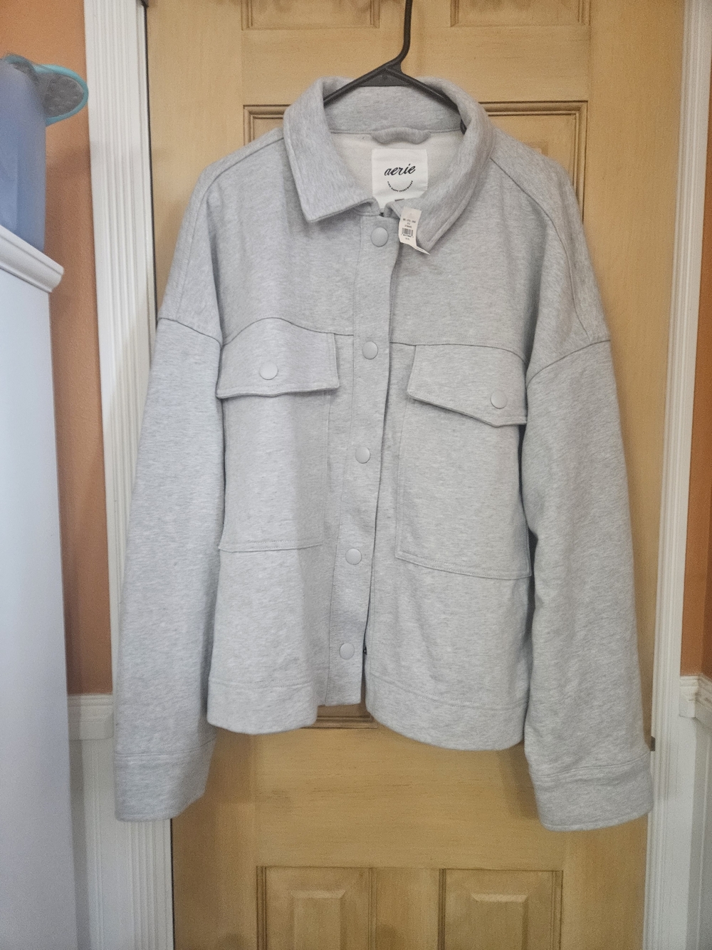 aerie Heather Gray Snap-Front Utility Jacket